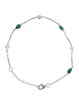 Bracelet 14K Emerald & Diamond Station Bracelet