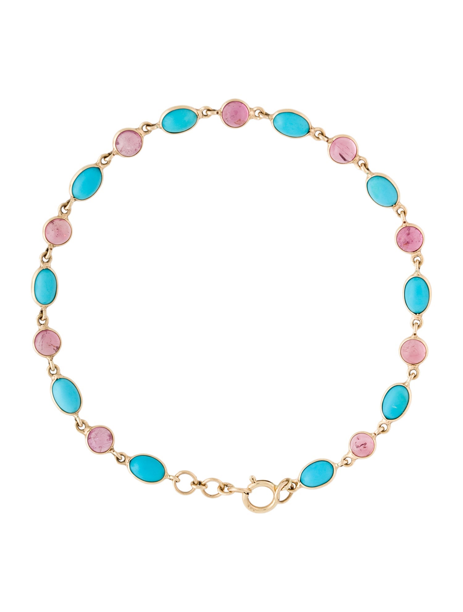 Bracelet 14K Composite Turquoise & Tourmaline Link