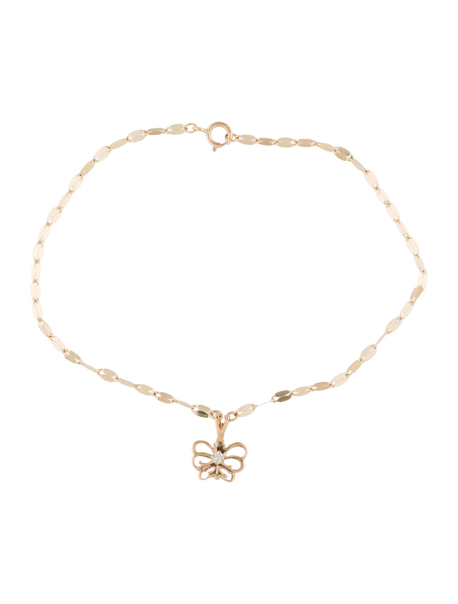Bracelet 14K Diamond Butterfly Charm Bracelet