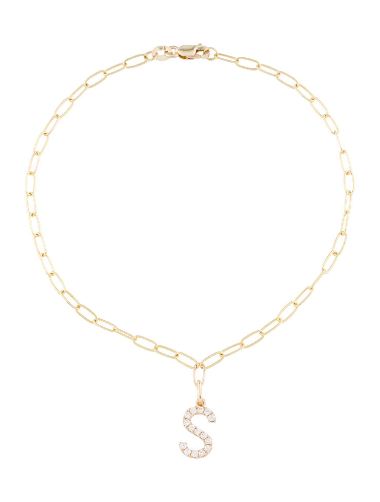 Bracelet Lab-Grown Diamond Initial 'S' Charm