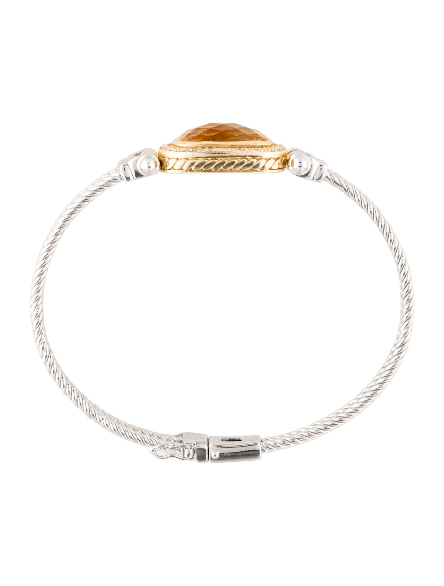 Bracelet 14K Citrine & Diamond Two Tone Bangle Bracelet