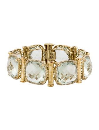 Bracelet Daba Karov 14K Prasiolite & Diamond Halo Link