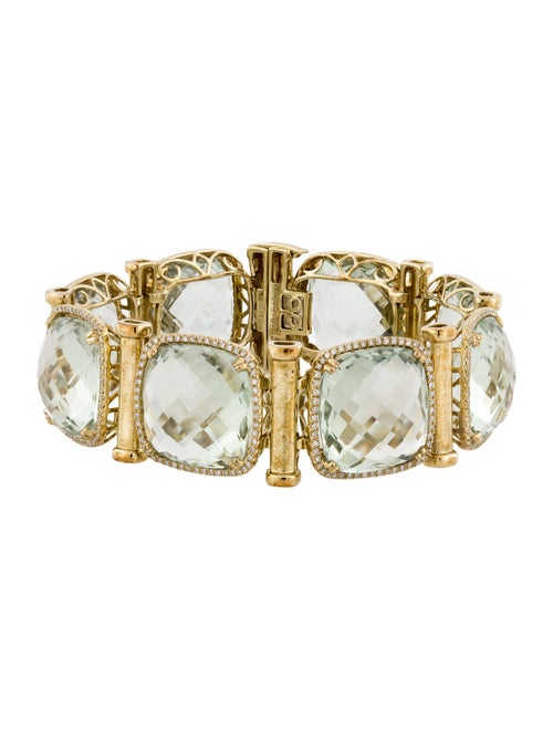 Bracelet Daba Karov 14K Prasiolite & Diamond Halo Link