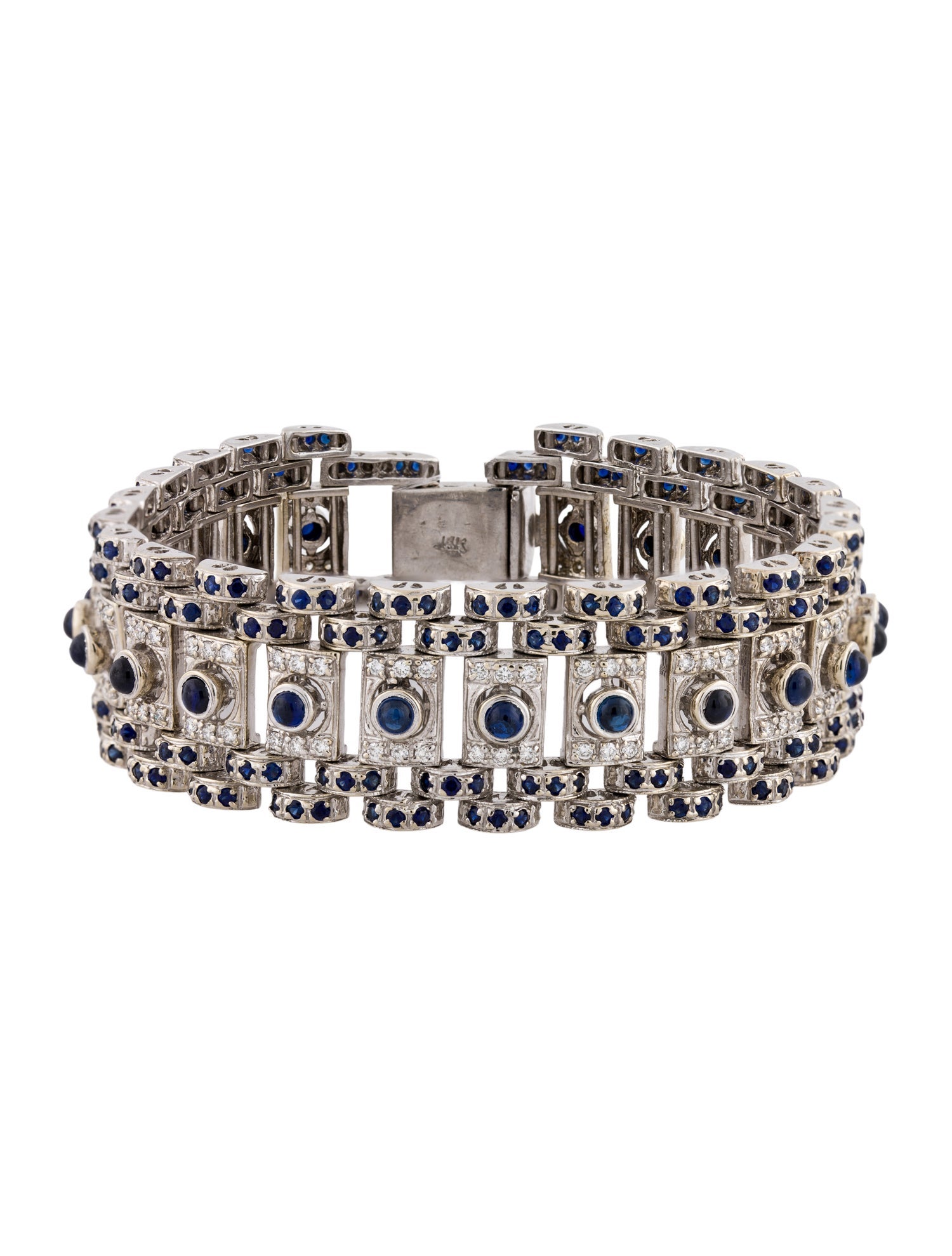 Bracelet 14K Sapphire & DIamond Pavé Link