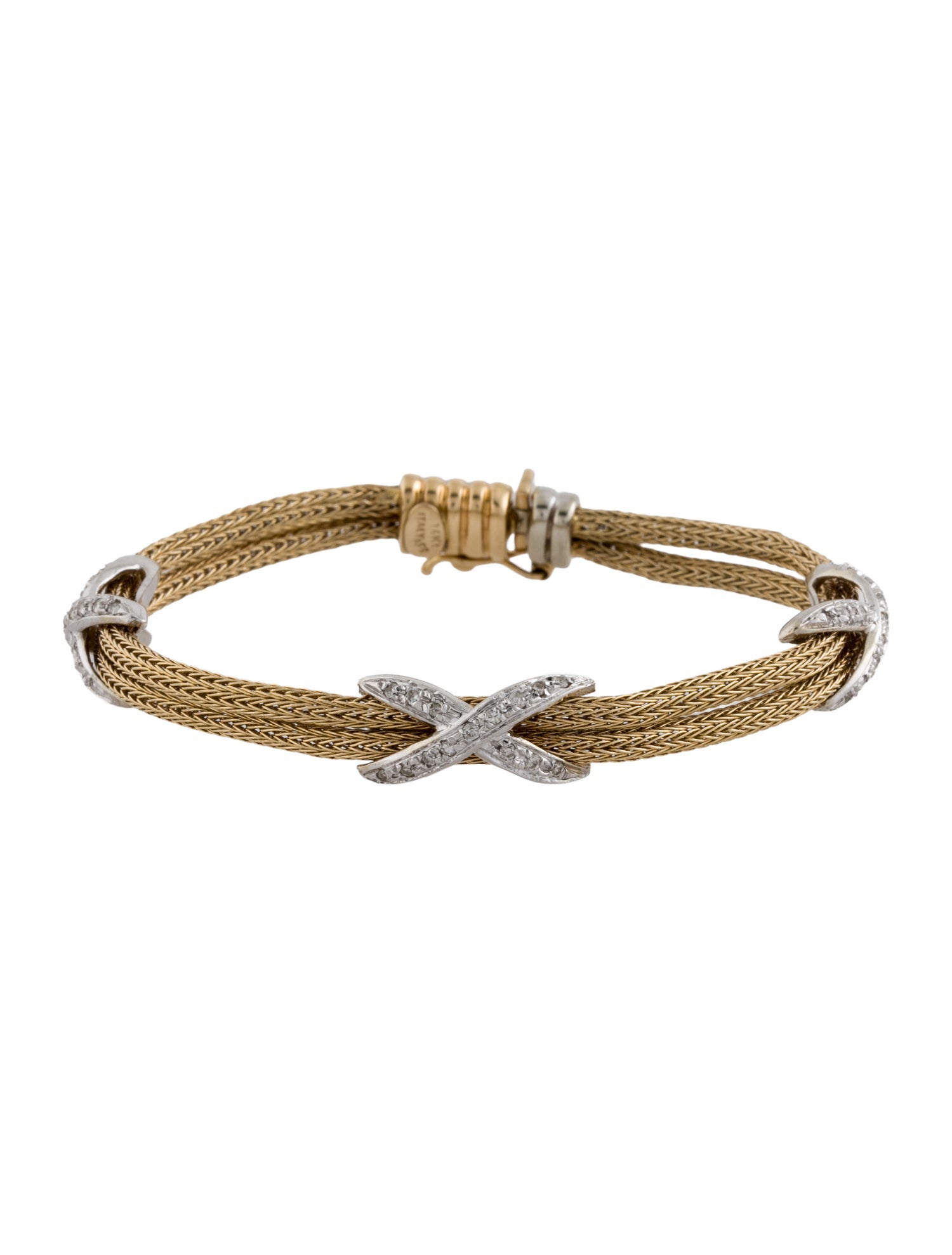 Bracelet 14K Two-Tone Diamond X Station bracelet