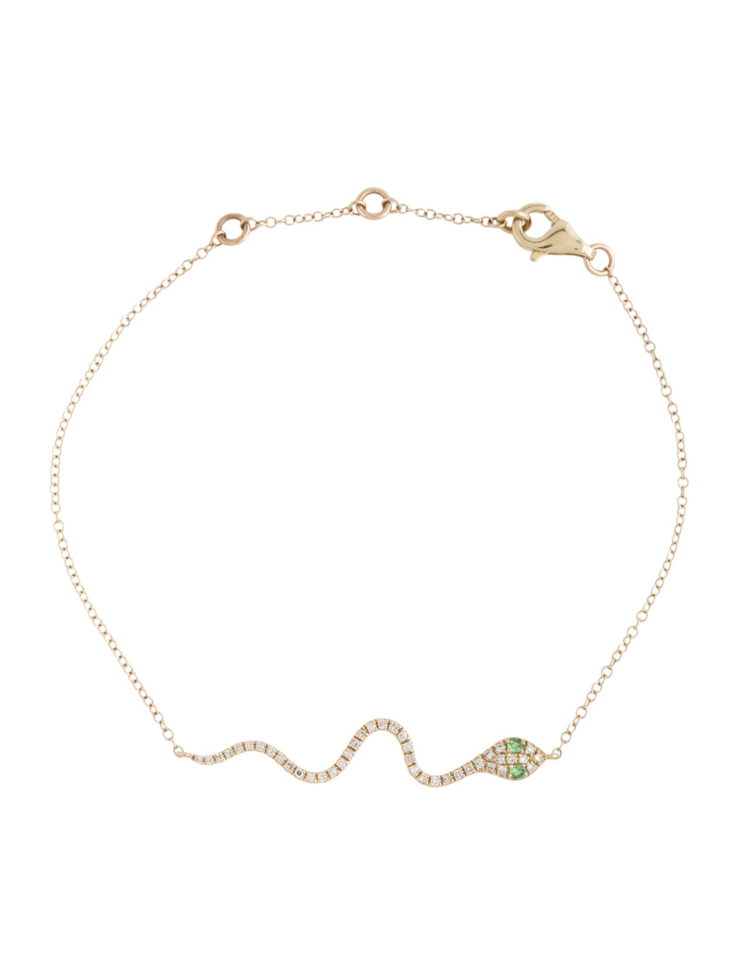 Bracelet 14K Diamond & Tsavorite Snake Link