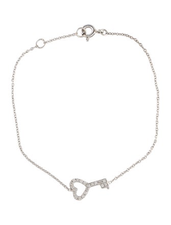 Bracelet 18K Diamond Heart Key Station Bracelet