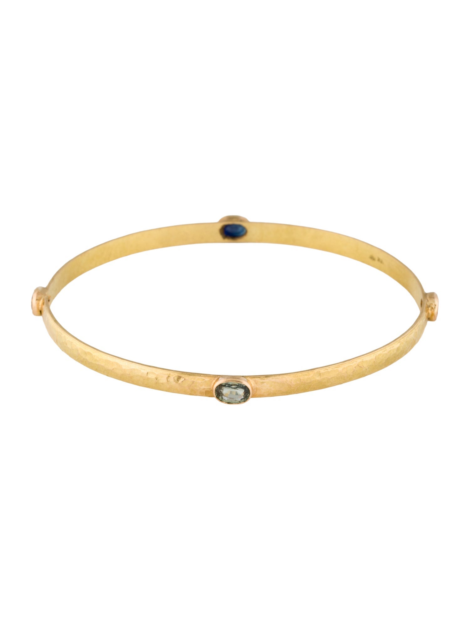 Bracelet 18K 1.40ctw Sapphire Hammered Bangle