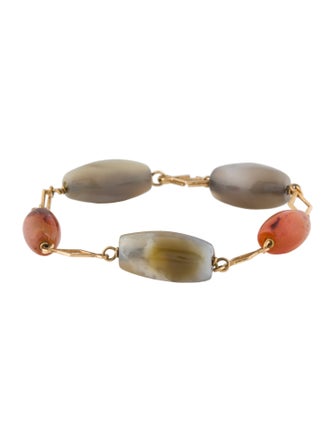 Bracelet 18K Agate & Carnelian Bead Bracelet