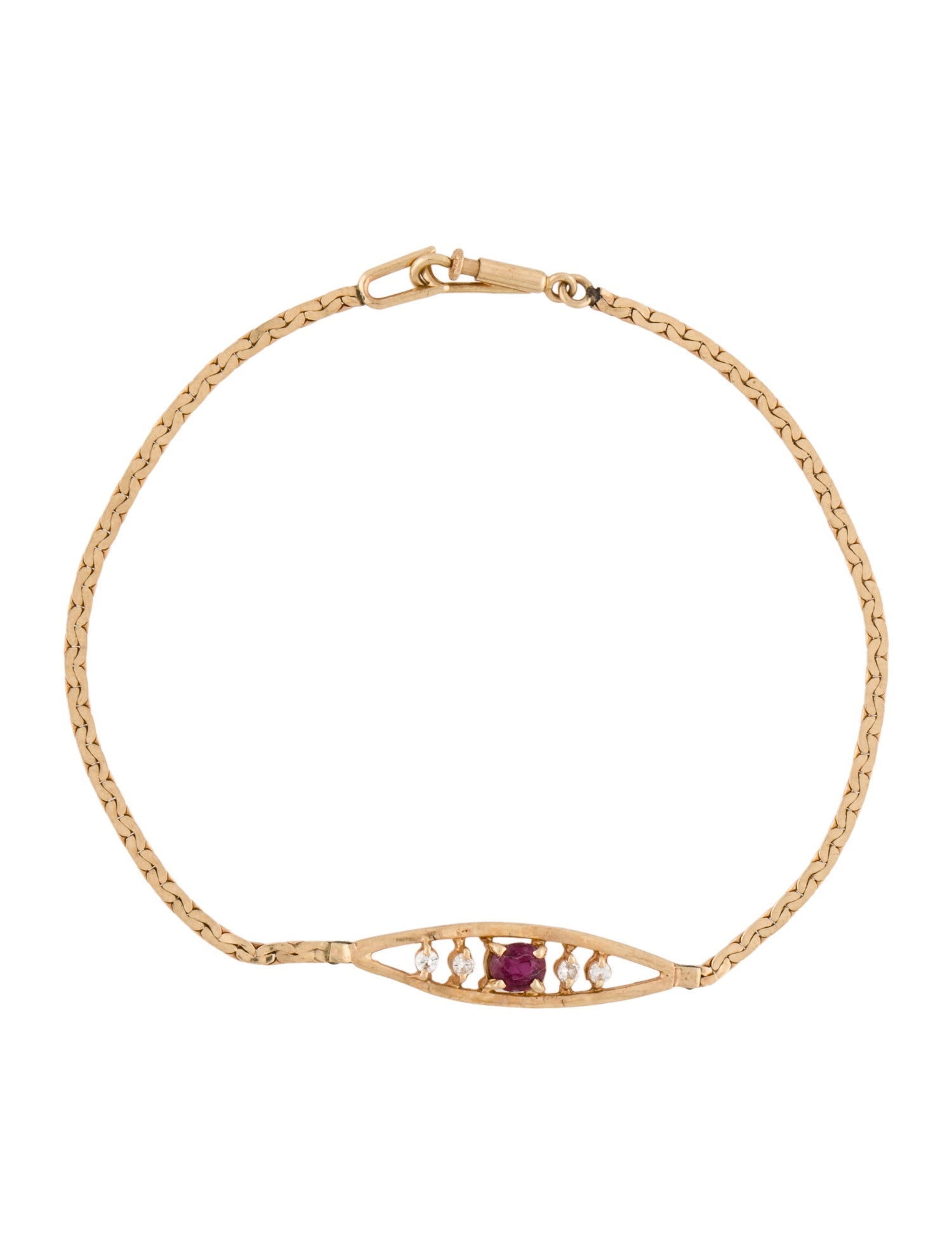 Bracelet 14K Ruby & Diamond Link