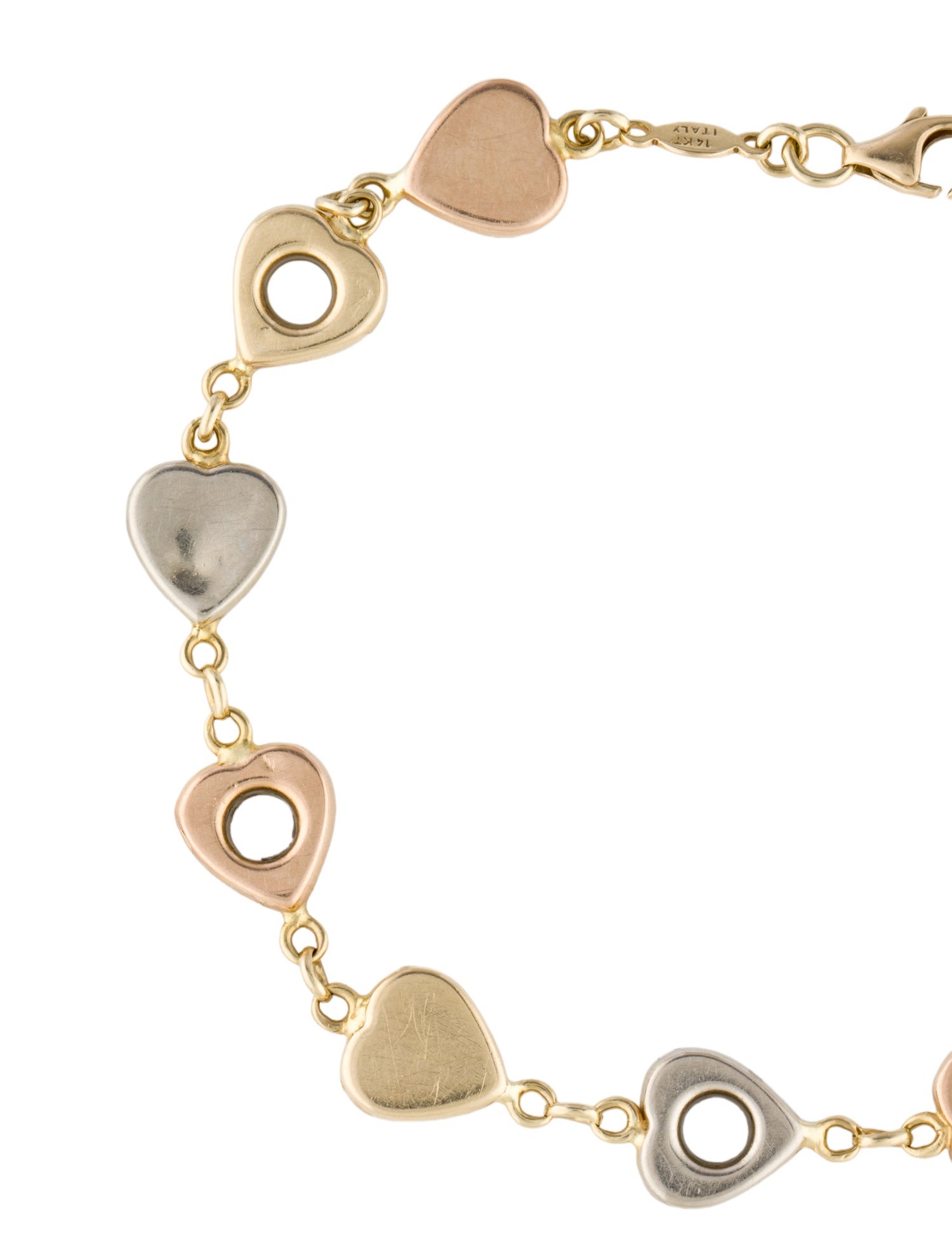 Bracelet 14K Tri-Tone Heart Link Bracelet
