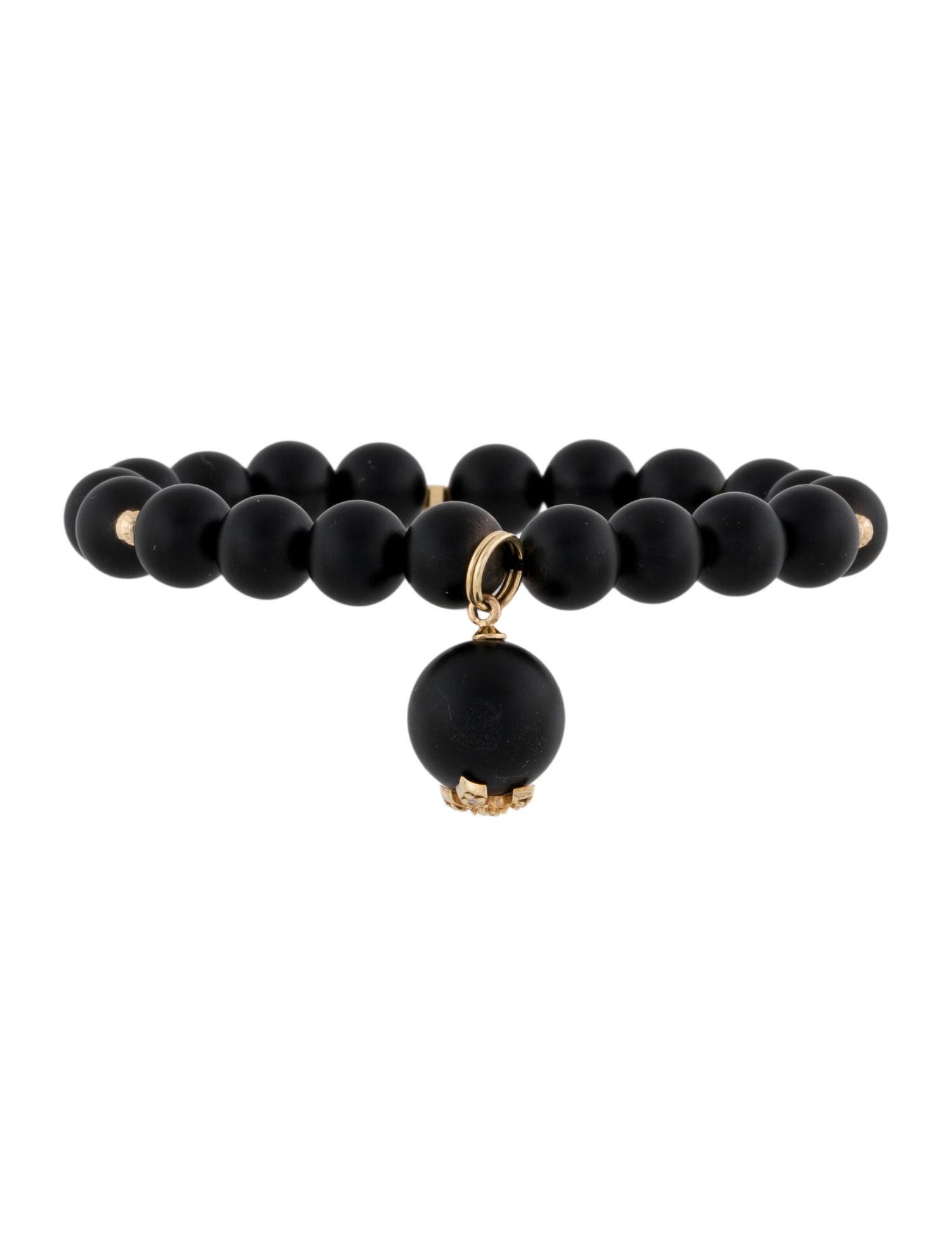 Bracelet 14K Onyx & Diamond Cross Bead