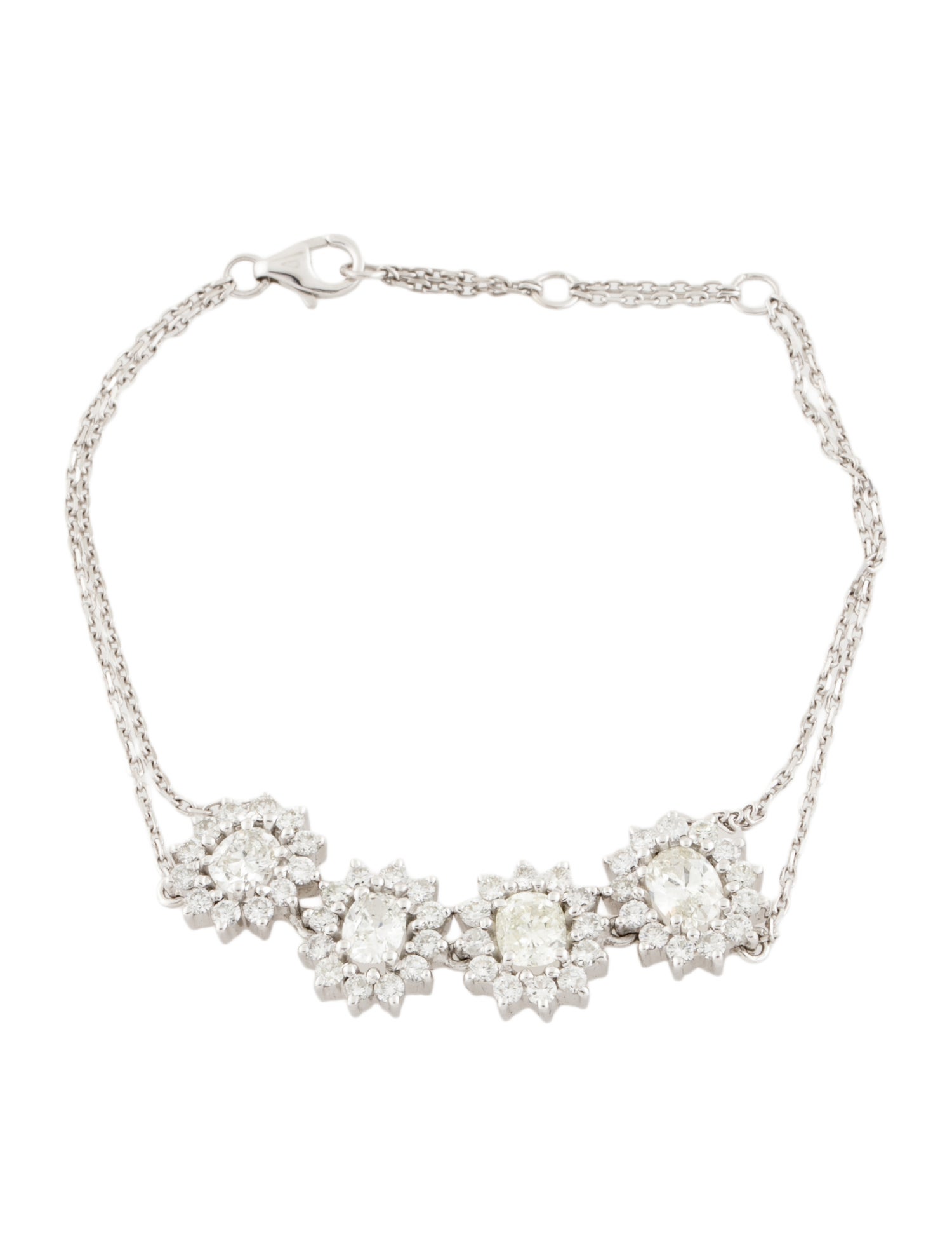 Bracelet 18K 4.42ctw Diamond Cluster Station