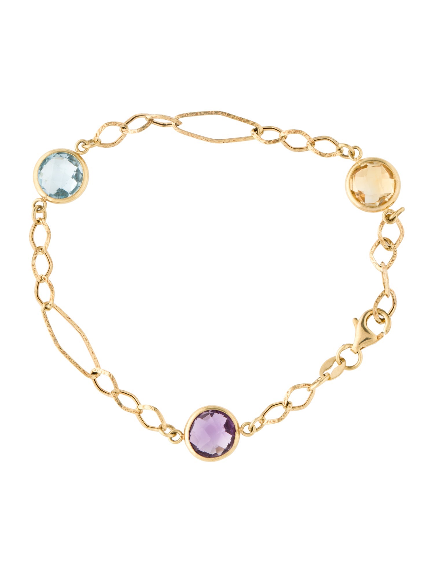 Bracelet 14K Topaz, Citrine & Amethyst Station
