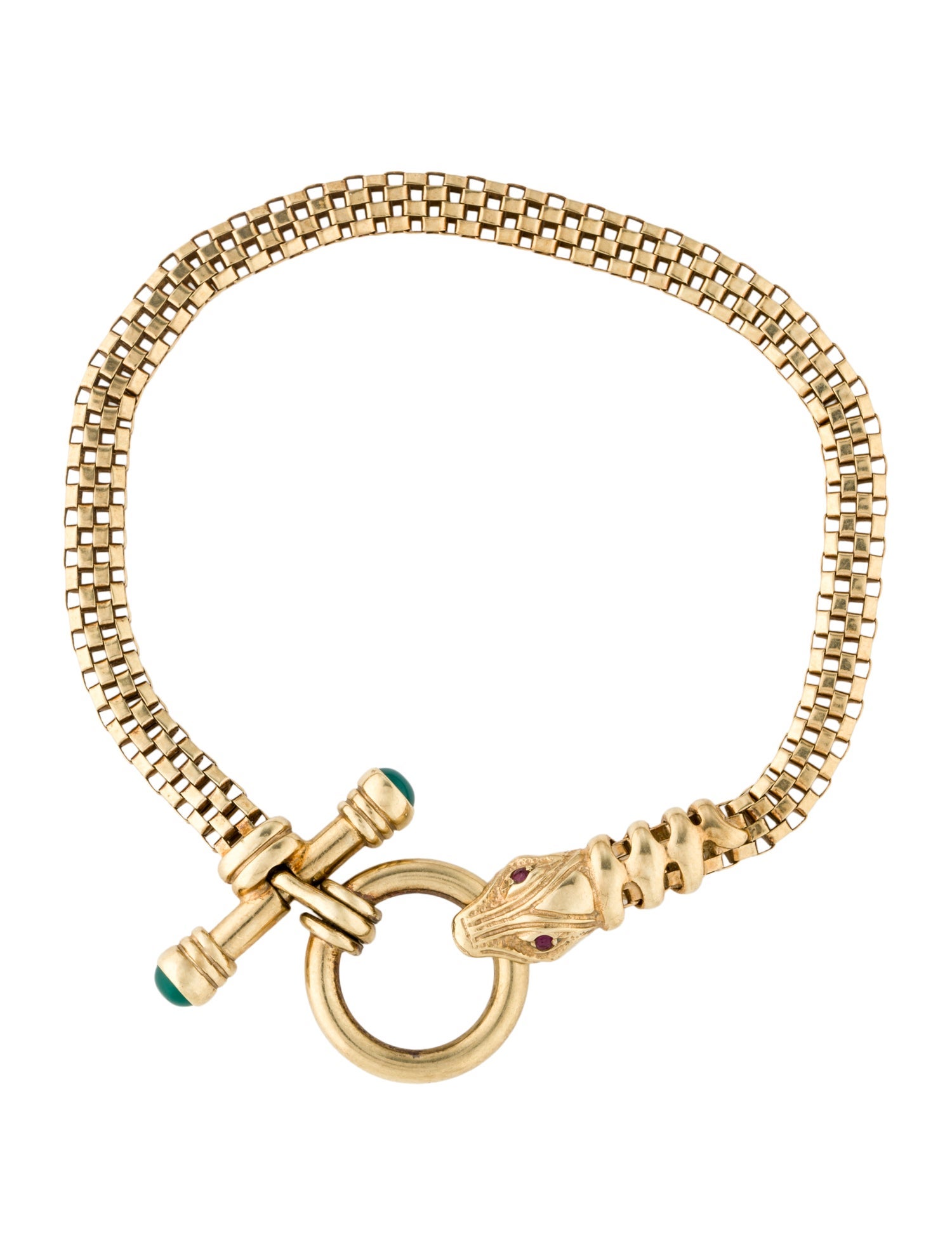 Bracelet 14K Ruby & Dyed Chalcedony Snake