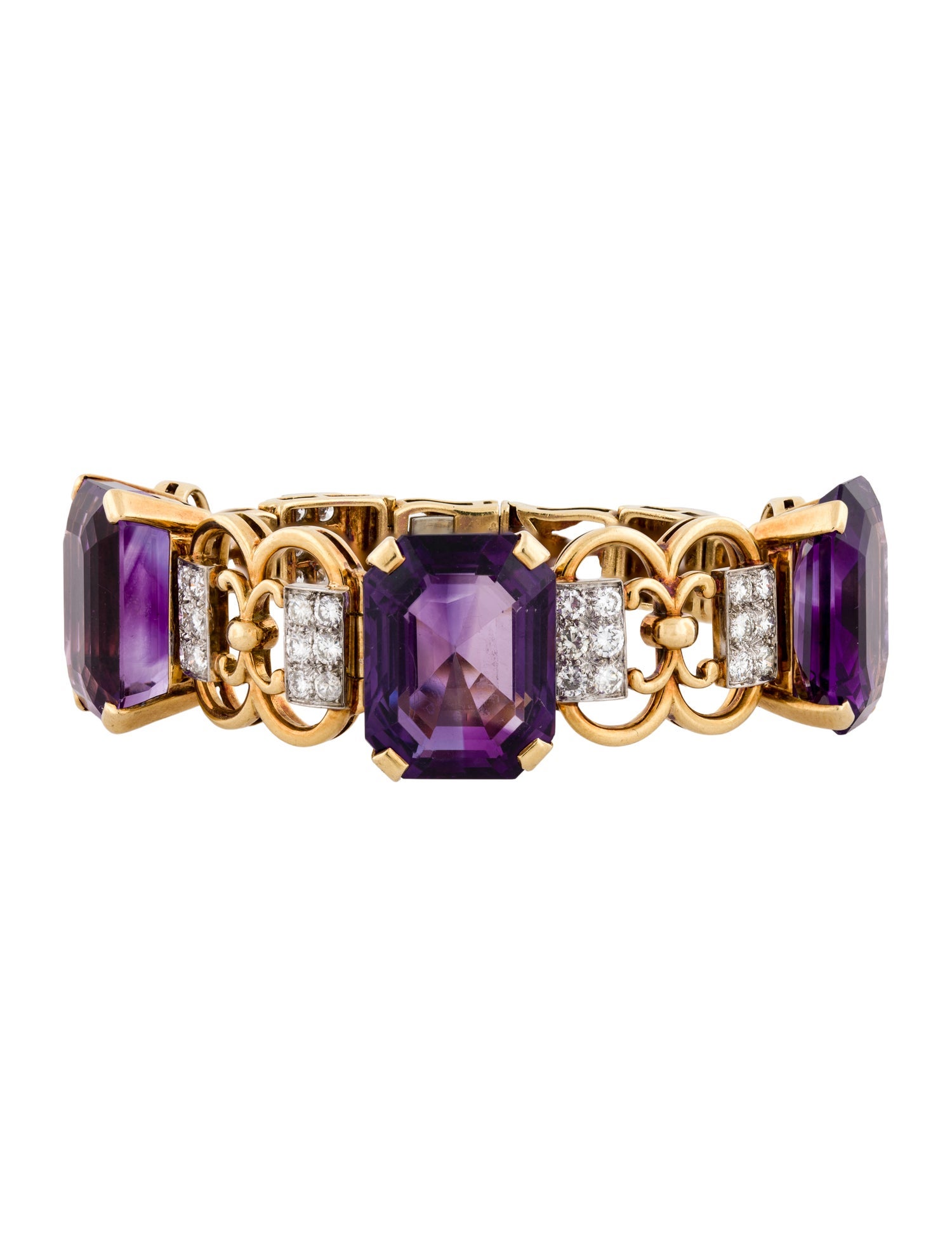 Bracelet 18K 56.14ctw Amethyst & Diamond Station Link