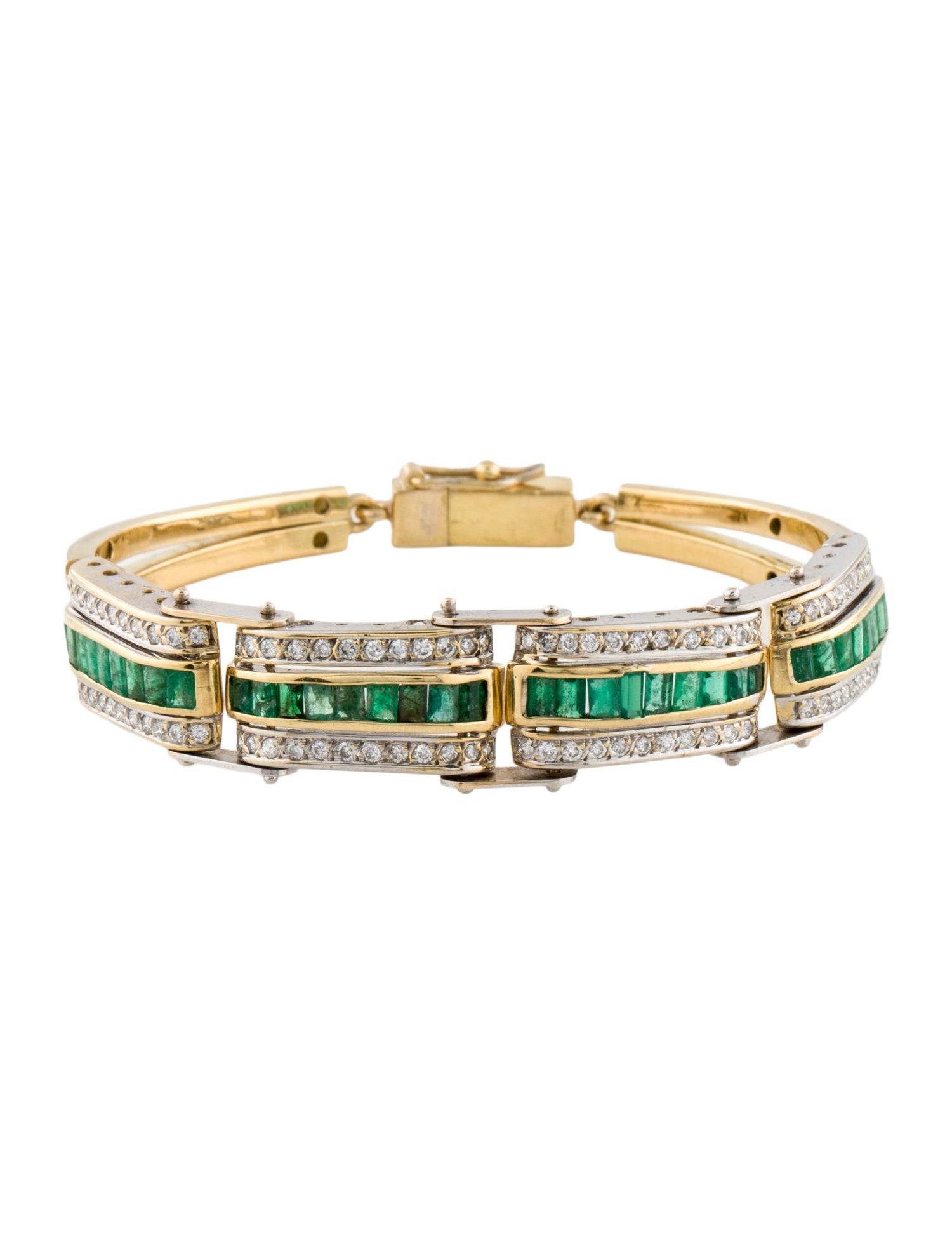 Bracelet 18K 2.54ctw Emerald & Diamond Link