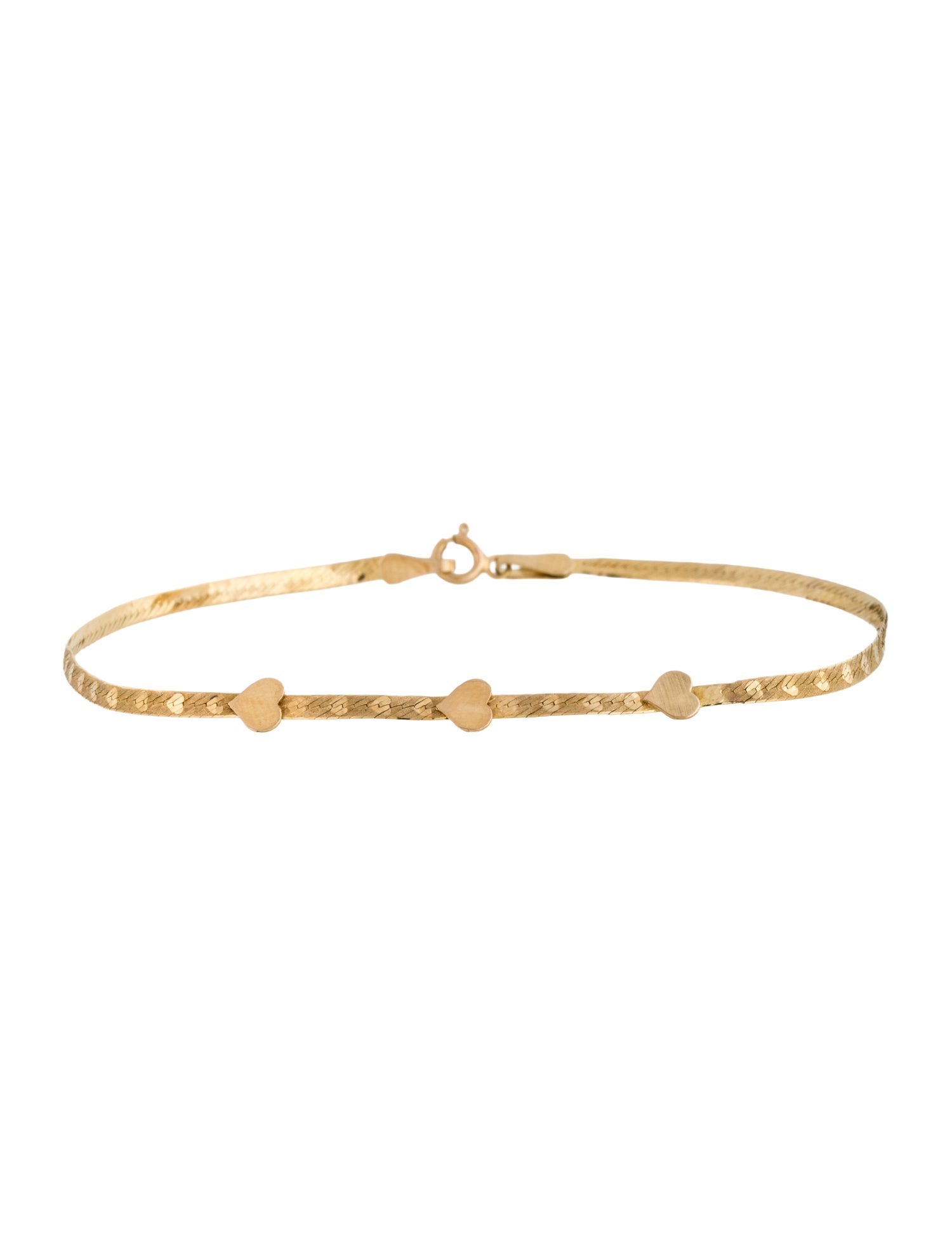 Bracelet 14K Hearts Herringbone Chain Bracelet