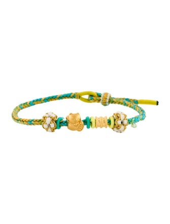 Bracelet 24K Lucky Cat Charm Cord Bracelet