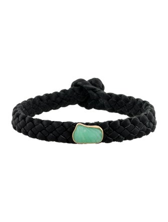 Bracelet 18K Chrysoprase Leather Wrap Bracelet