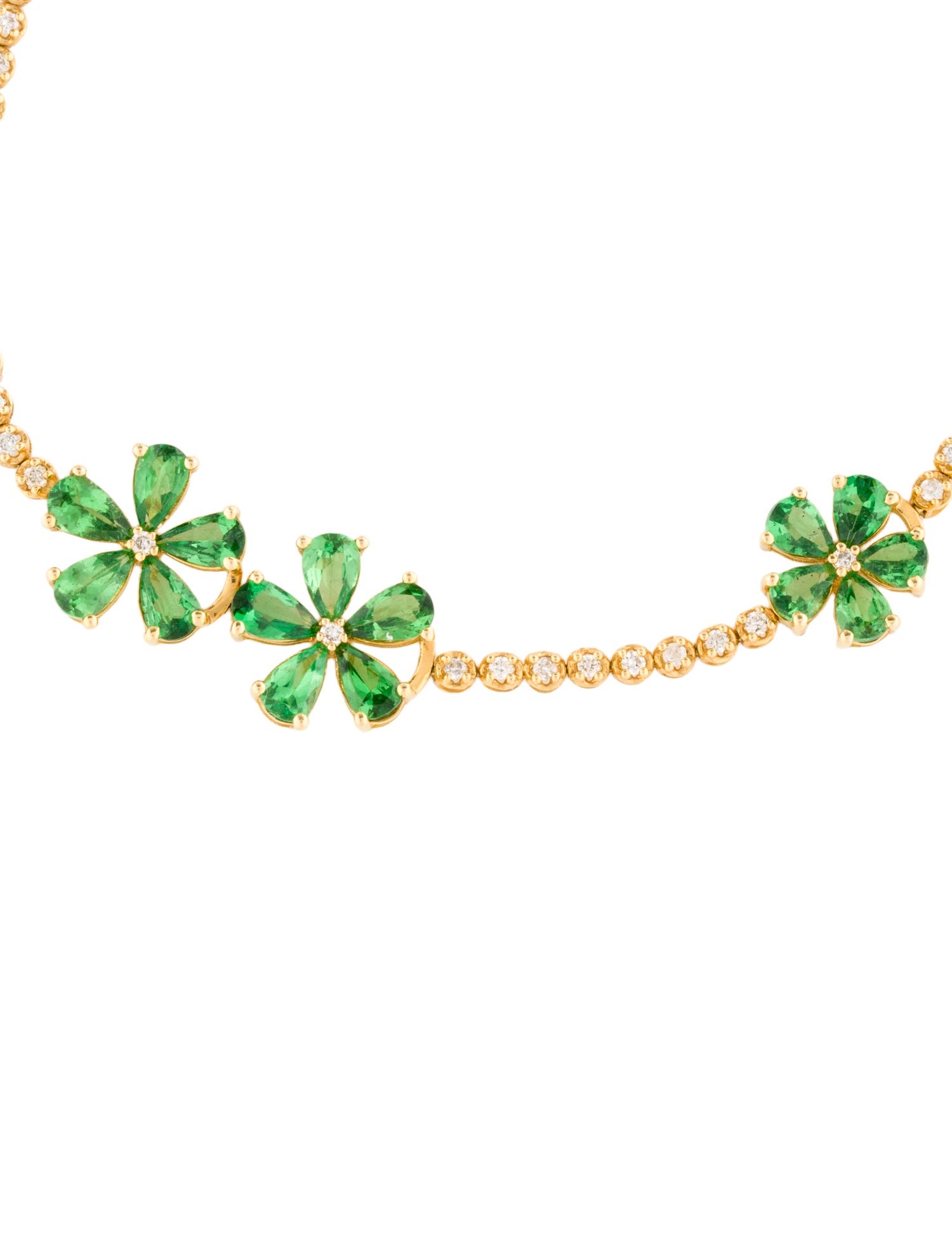 Bracelet 18K 2.43ctw Tsavorite Garnet & Diamond Flower Link Bracelet