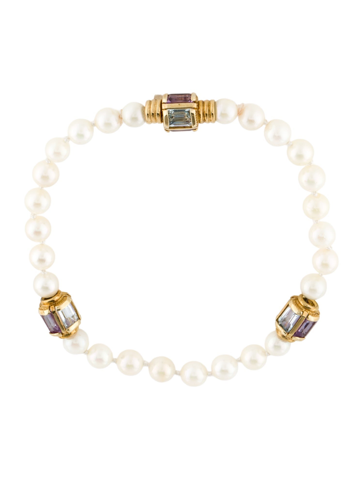 Bracelet 14K Pearl, Topaz & Amethyst Station