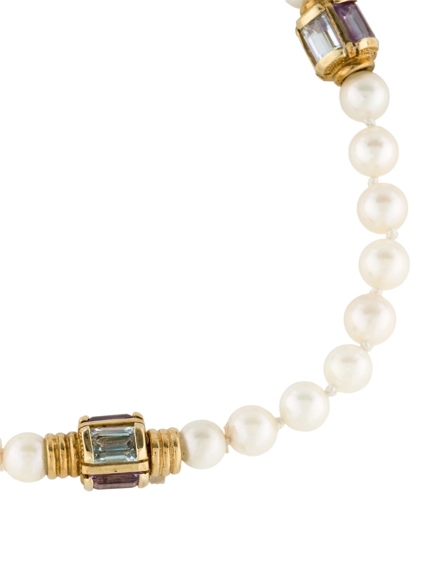 Bracelet 14K Pearl, Topaz & Amethyst Station