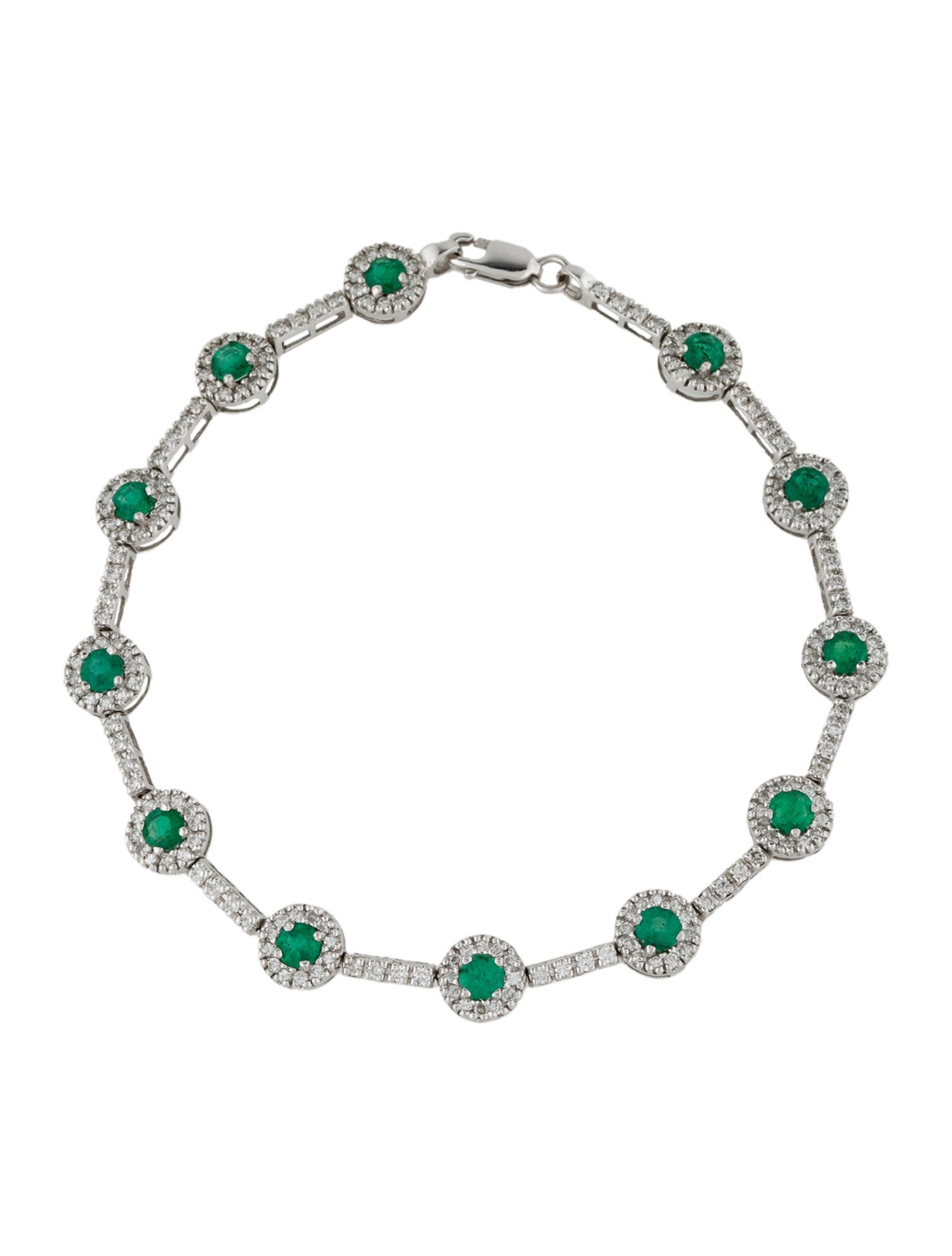 Bracelet 14K Emerald & Diamond Link