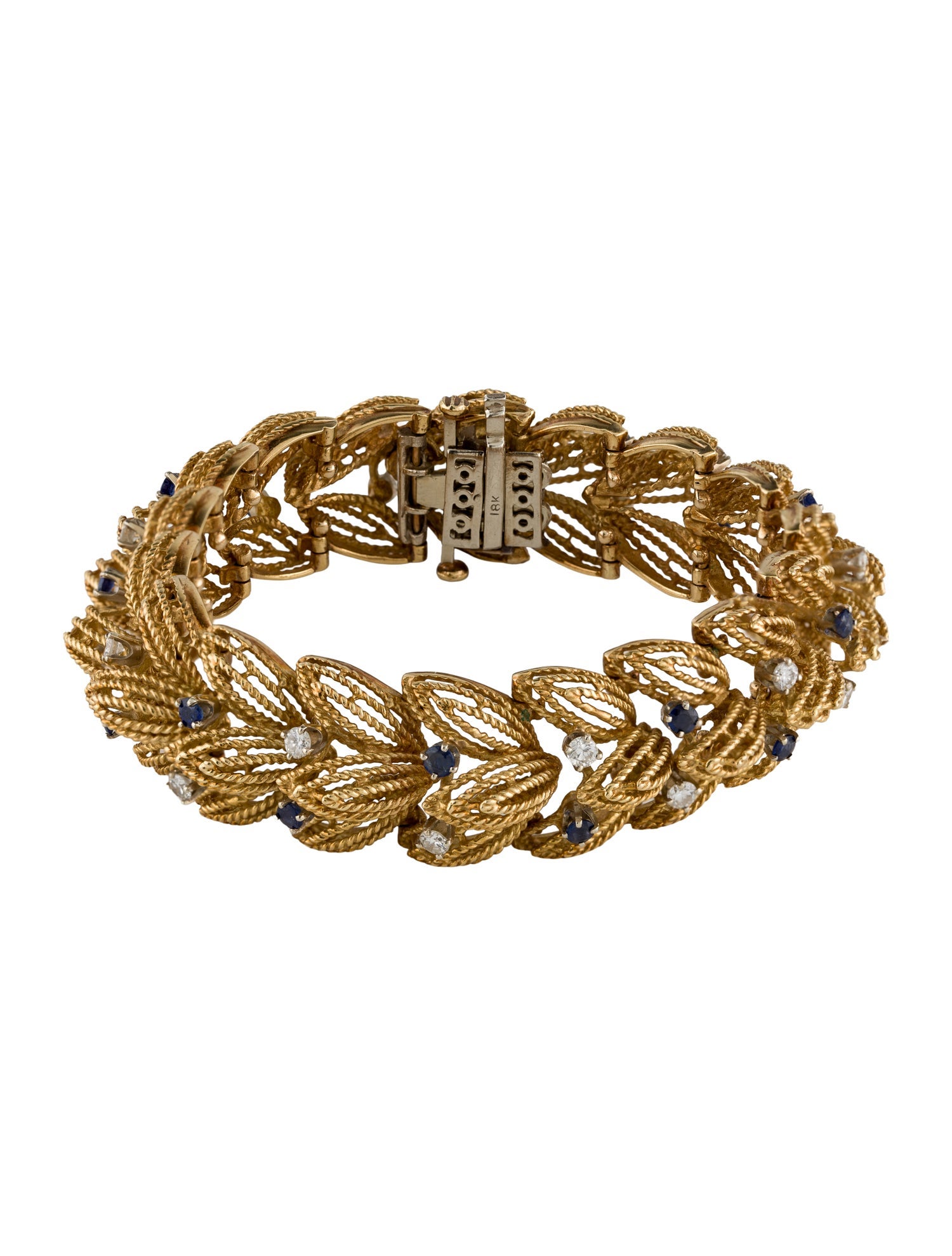 Bracelet 18K 1.35ctw Diamond & Sapphire Link Bracelet