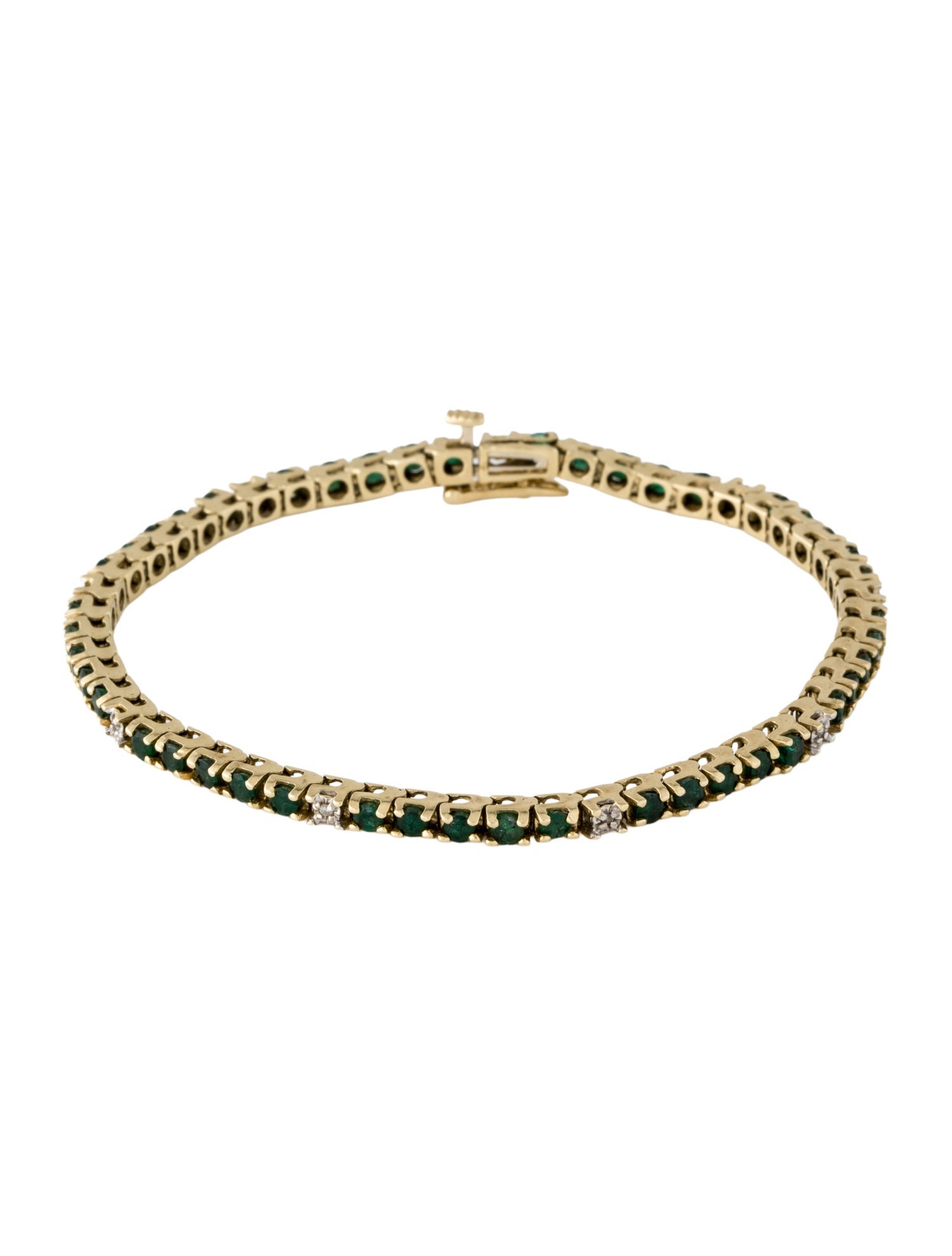 Bracelet 14K 2.19ctw Emerald & Diamond Link Bracelet