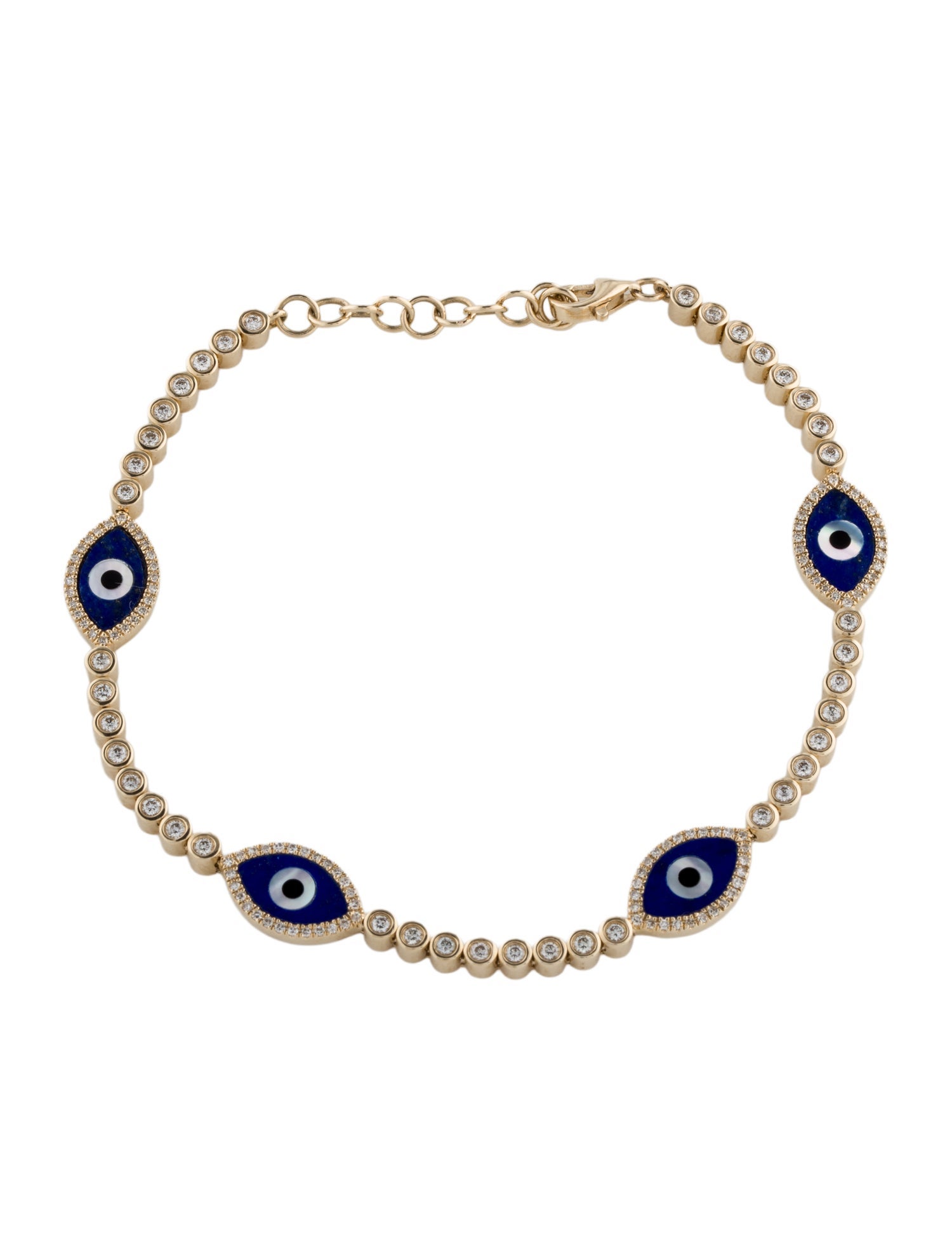 Bracelet 14K Multistone Evil Eye Station Bracelet