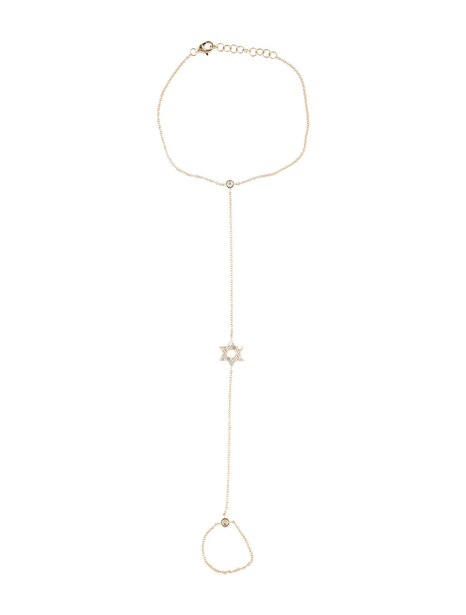 Bracelet 14K Diamond Star Of David Hand Chain