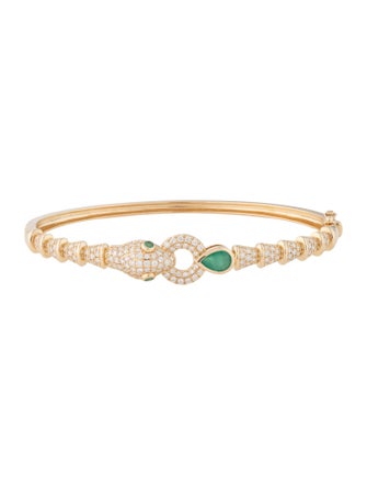Bracelet 14K Emerald & Diamond Snake Bangle Bracelet