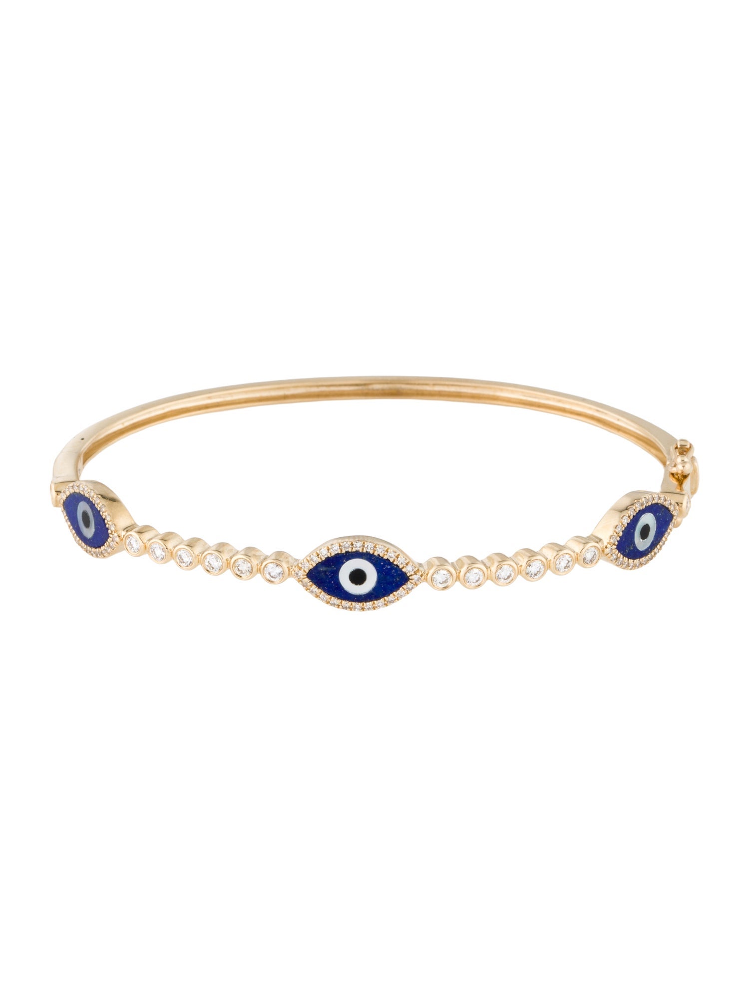 Bracelet 14K Multistone Evil Eye Bangle Bracelet