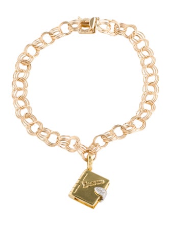 Bracelet DD Gioielli 18K Diamond 'Diario' Charm w/ Unbranded 14K Link Bracelet