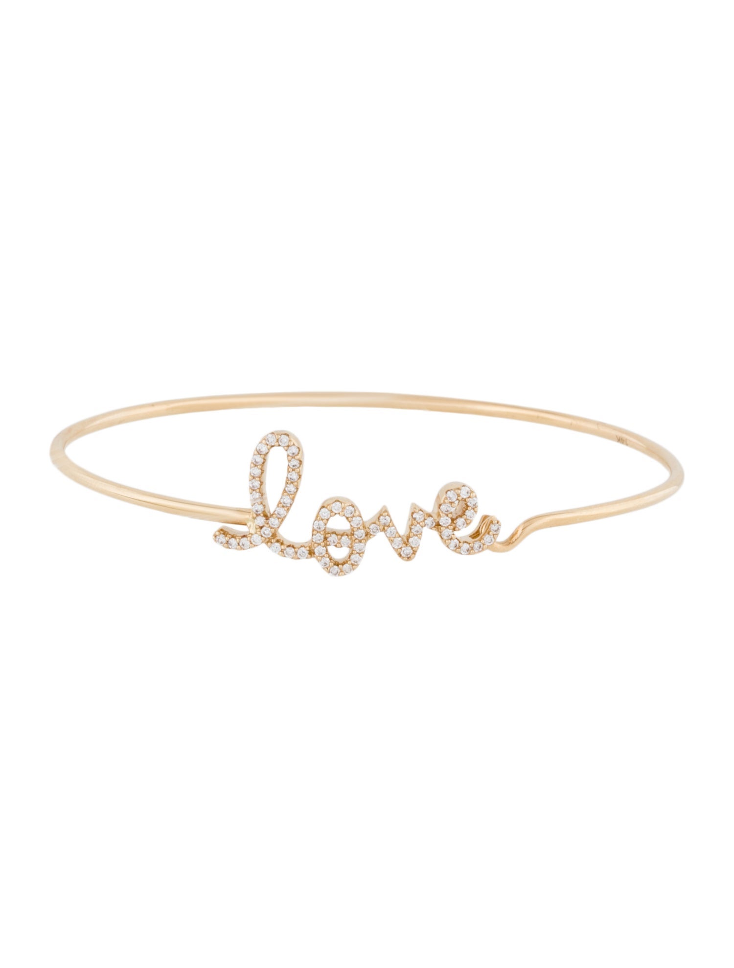 Bracelet 14K Diamond 'Love' Script Hook Bangle