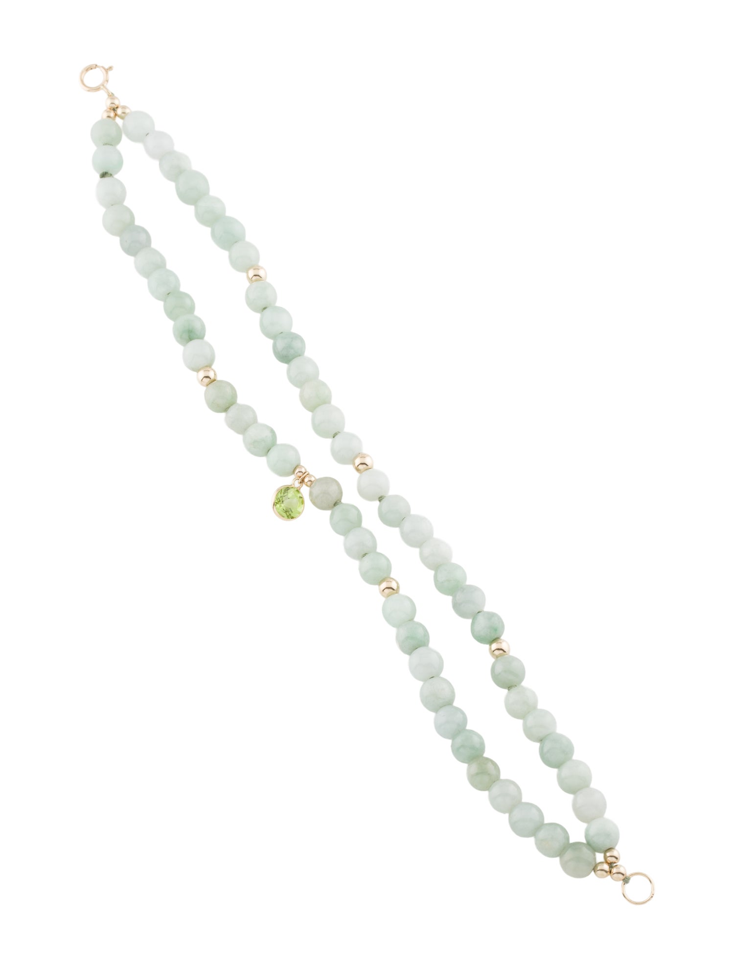 Bracelet 14K Jadeite & Peridot Double Strand Bead Charm