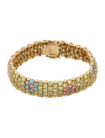 Bracelet 14K Peridot, Tourmaline & Topaz Floral Bracelet