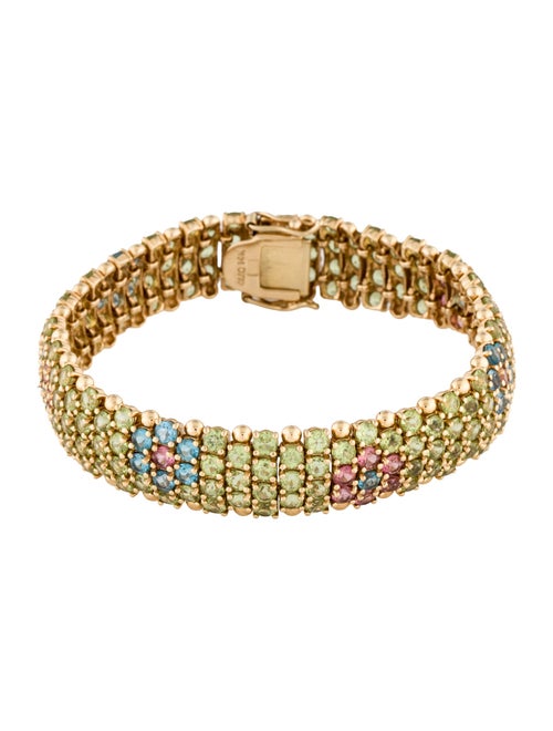 Bracelet 14K Peridot, Tourmaline & Topaz Floral Bracelet
