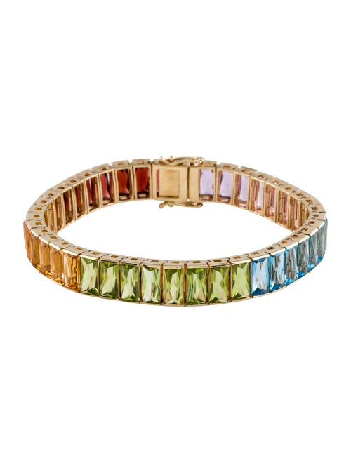 Bracelet 14K Multistone Rainbow Link Bracelet