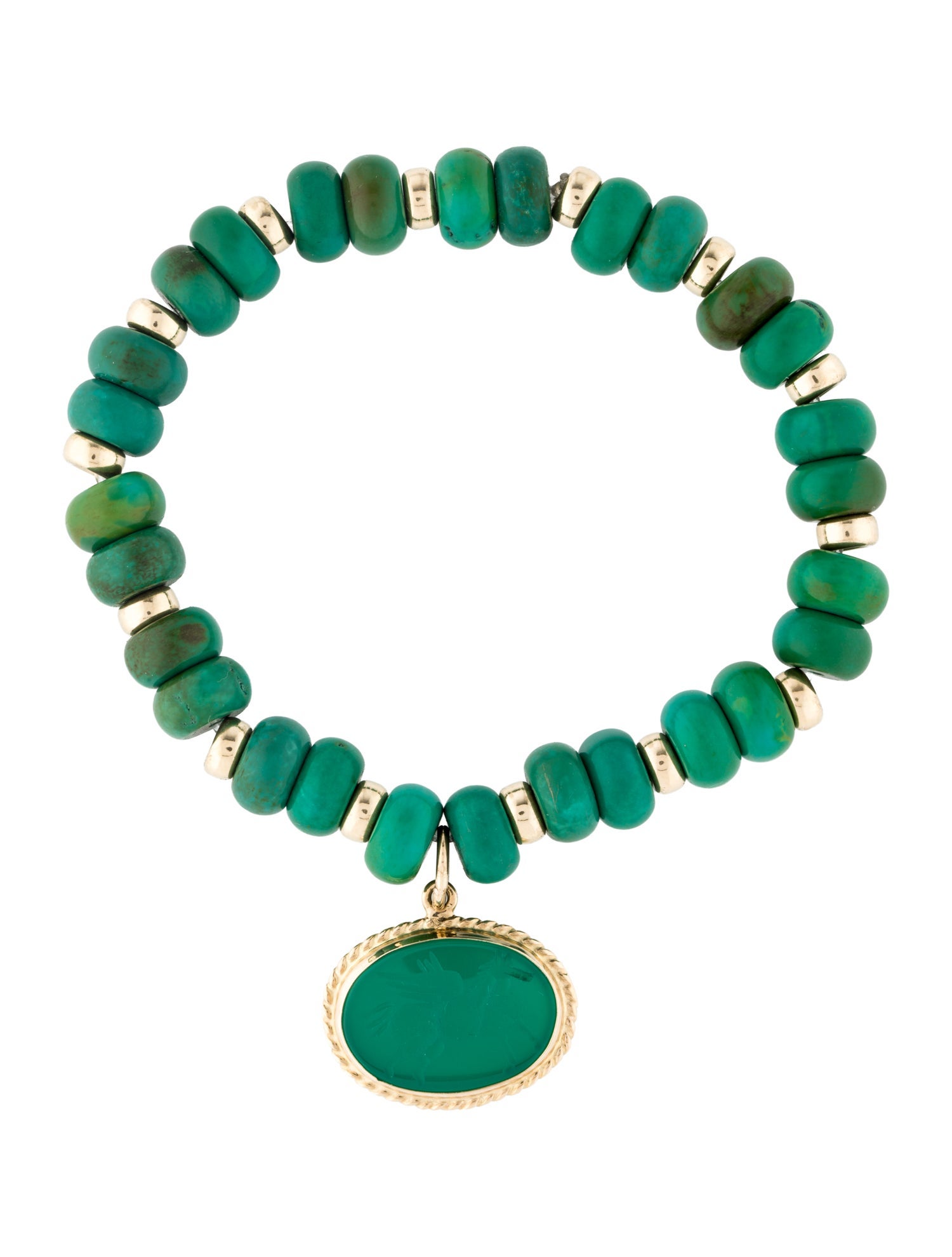 Bracelet 14K Dyed Chalcedony & Turquoise Charm Bead