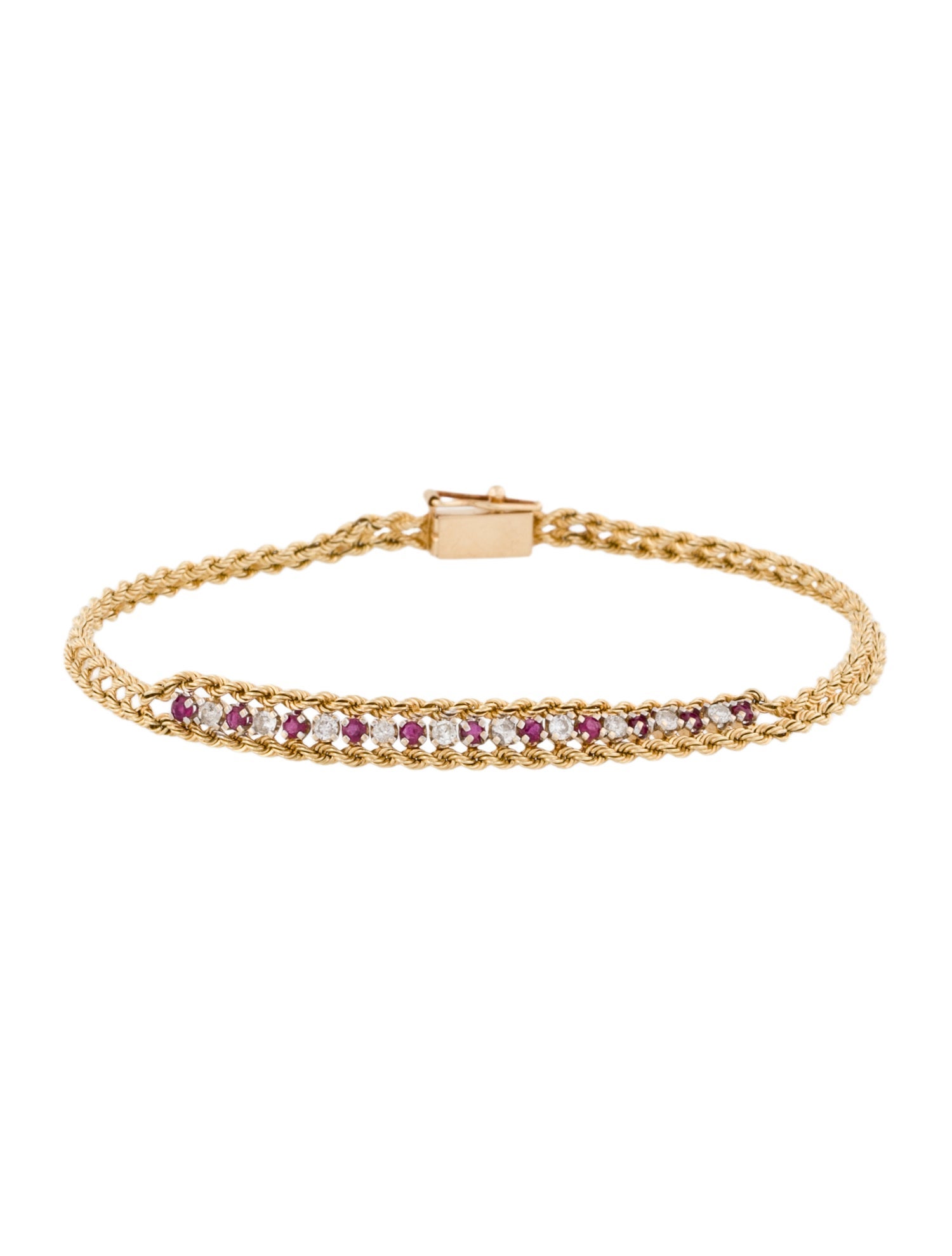 Bracelet 14K Ruby & Diamond Link Bracelet