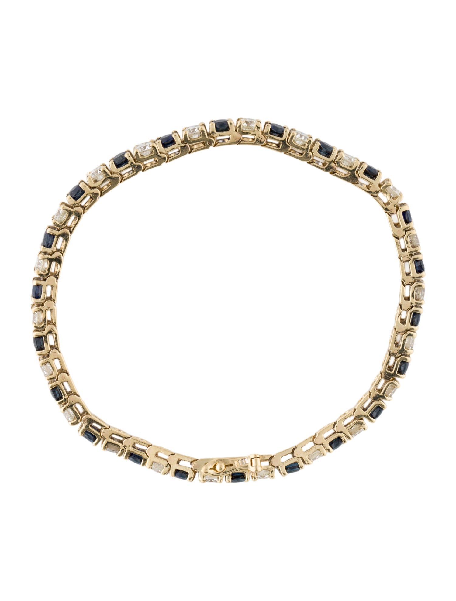 Bracelet 18K 4.07ctw Sapphire & 3.30ctw Diamond Tennis Bracelet