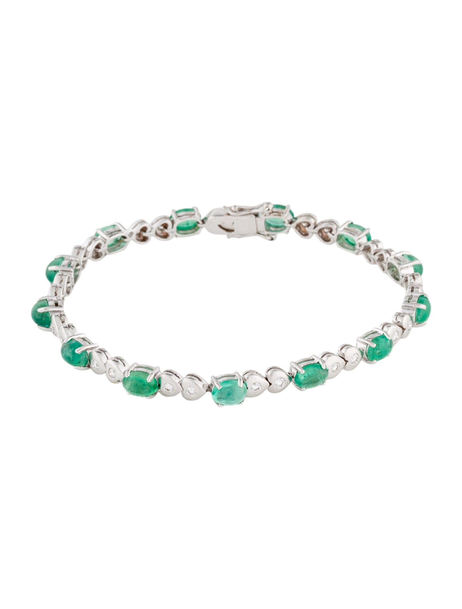 Bracelet 18K Emerald & Diamond Heart Station
