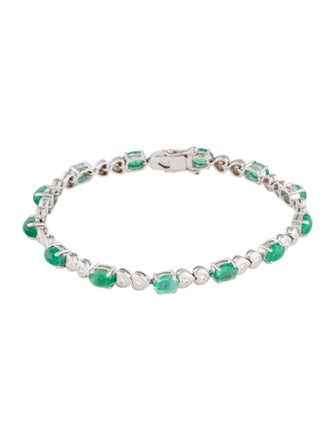Bracelet 18K Emerald & Diamond Heart Station Bracelet