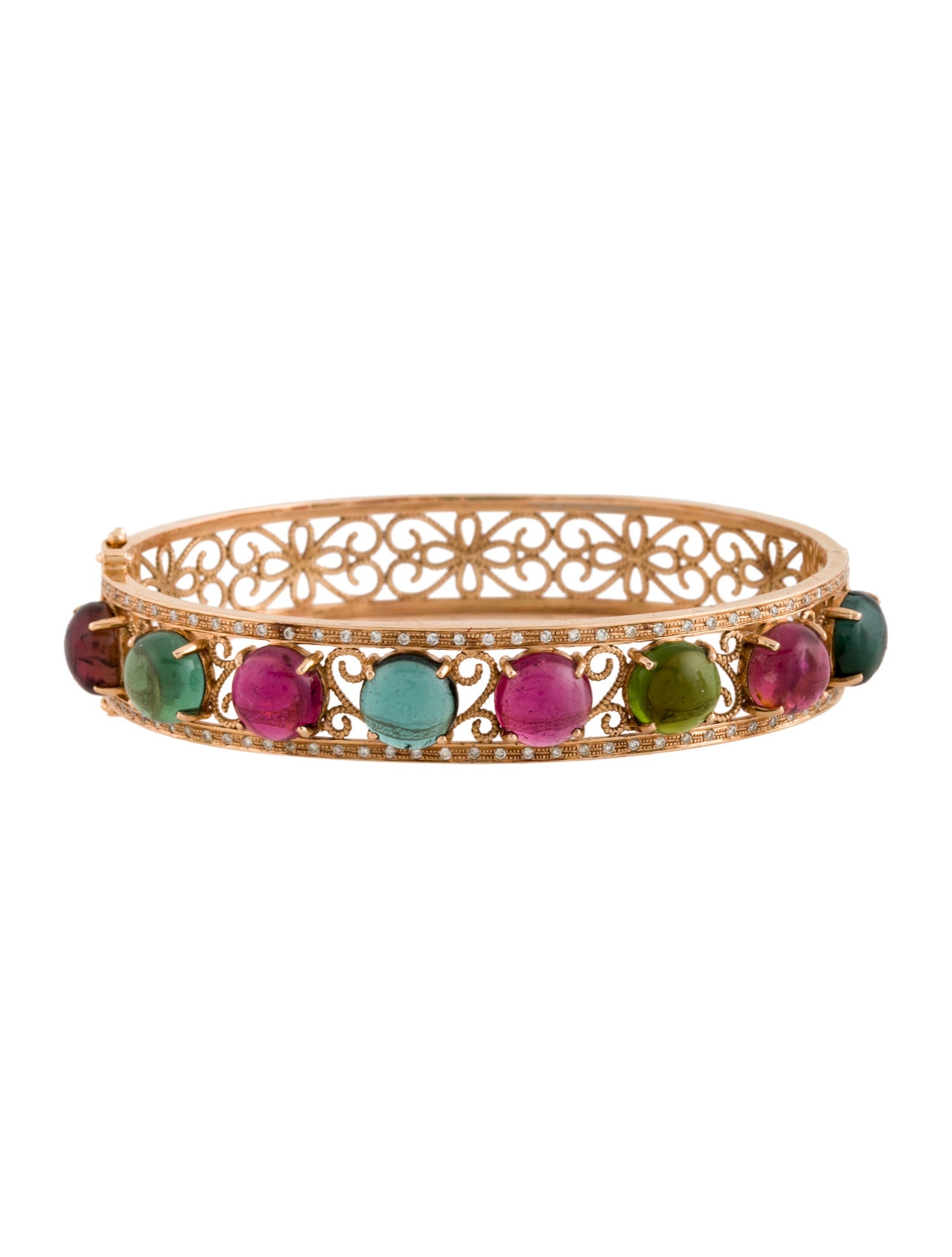 Bracelet 18K Tourmaline & Diamond Hinged Bangle