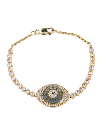 Bracelet 18K 1.45ct Diamond, Topaz & Tanzanite Evil Eye Bracelet