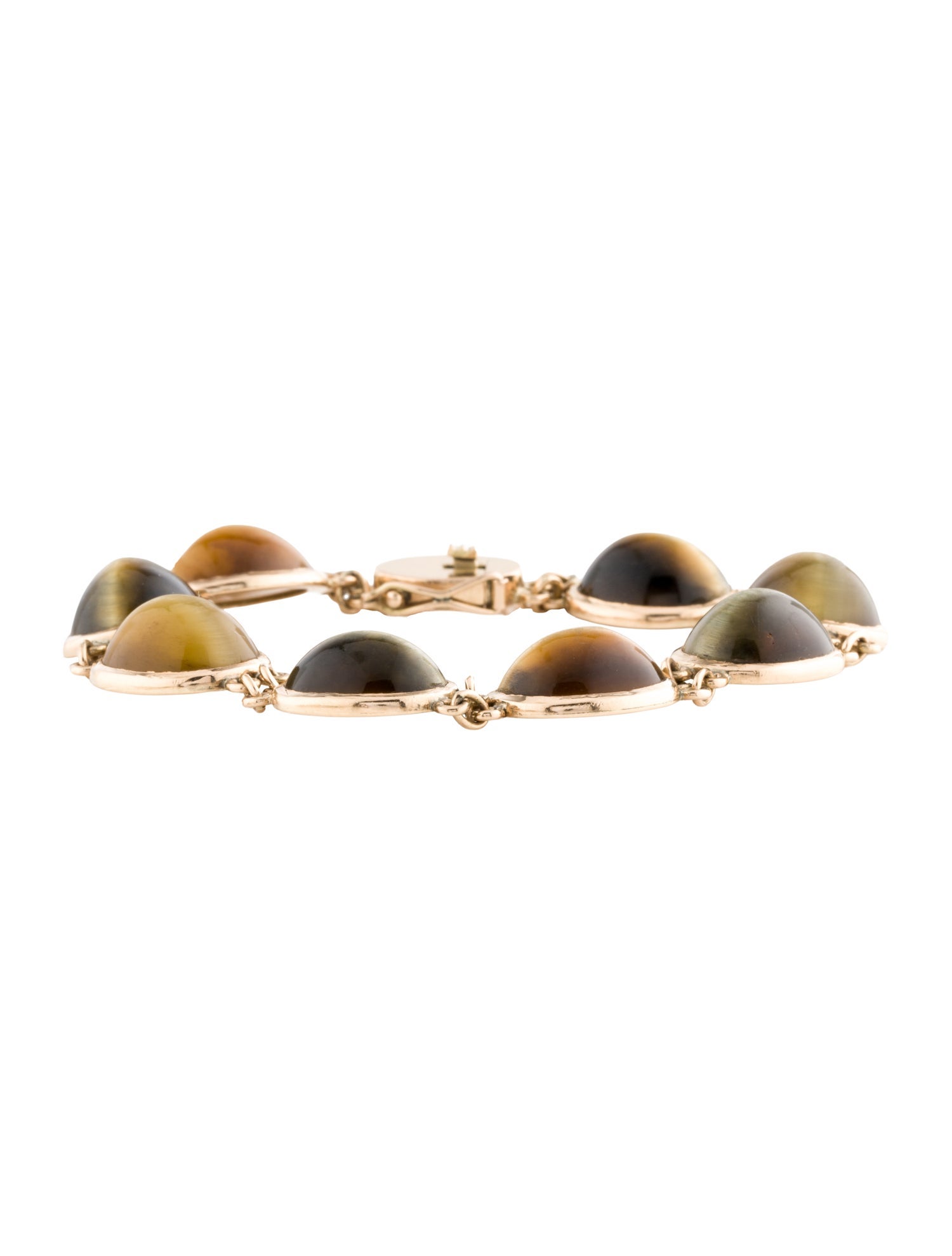 Bracelet 14K 52.75ctw Tiger's Eye Quartz Station