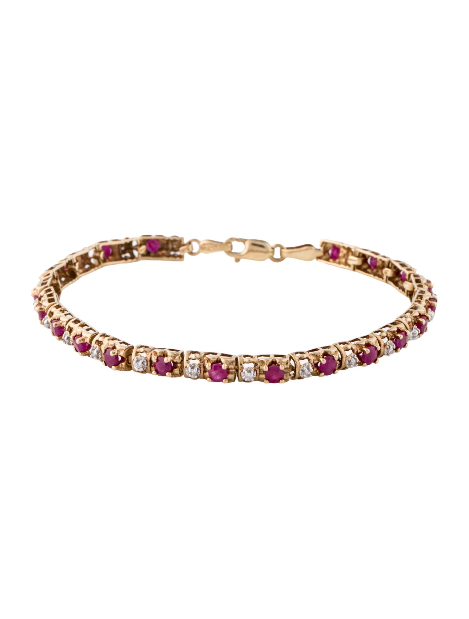 Bracelet 10K Diamond & Ruby Link