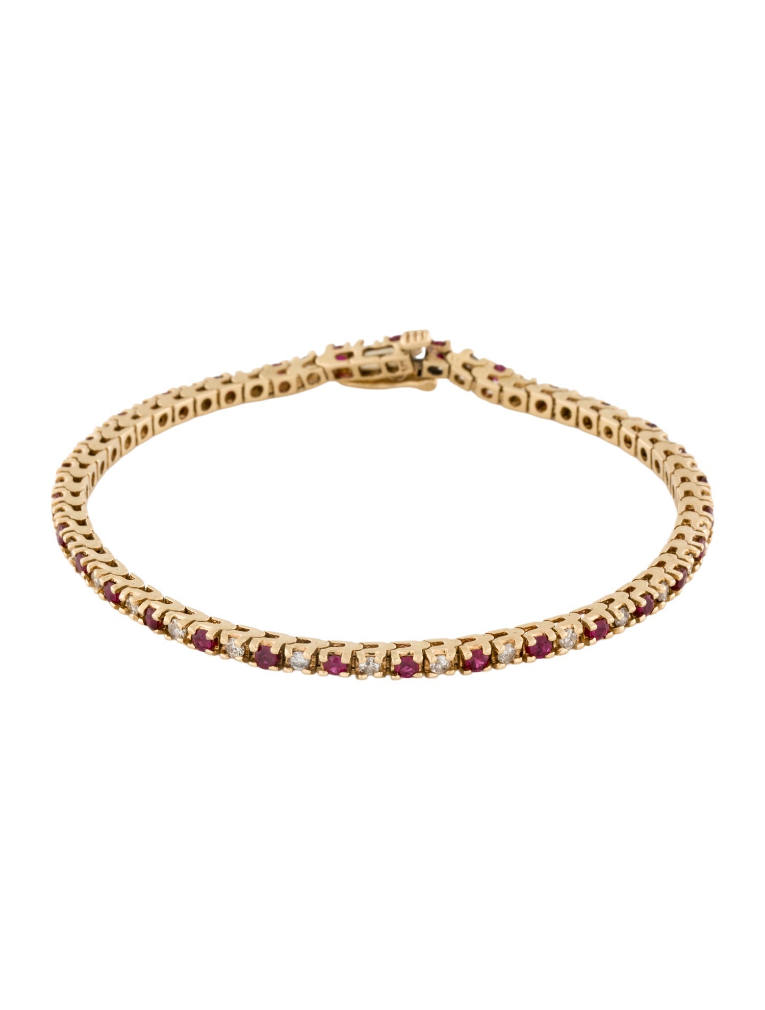 Bracelet 14K Ruby & Diamond Tennis Link Bracelet